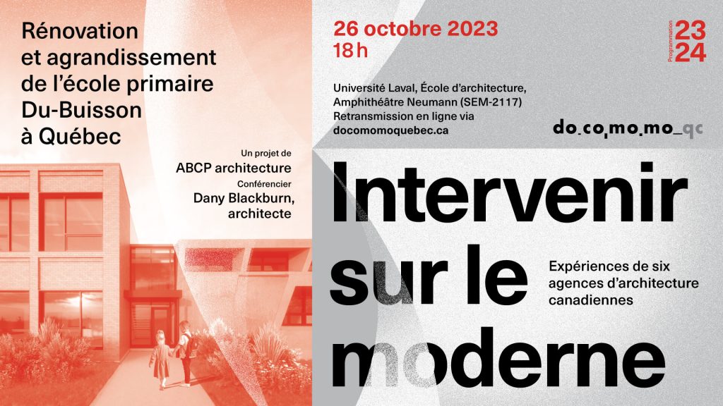 Affiche de la soirée-conférence 2 de la programmation 23-24. Intervenir sur le moderne, 26 octobre 2023. © Graphisme : Philippe Legris.