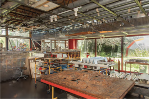 Maison de Henri Brillon, l'atelier avec entre autres une maquette de la station de métro Préfontaine. Crédit : Jean Mercier 2016,